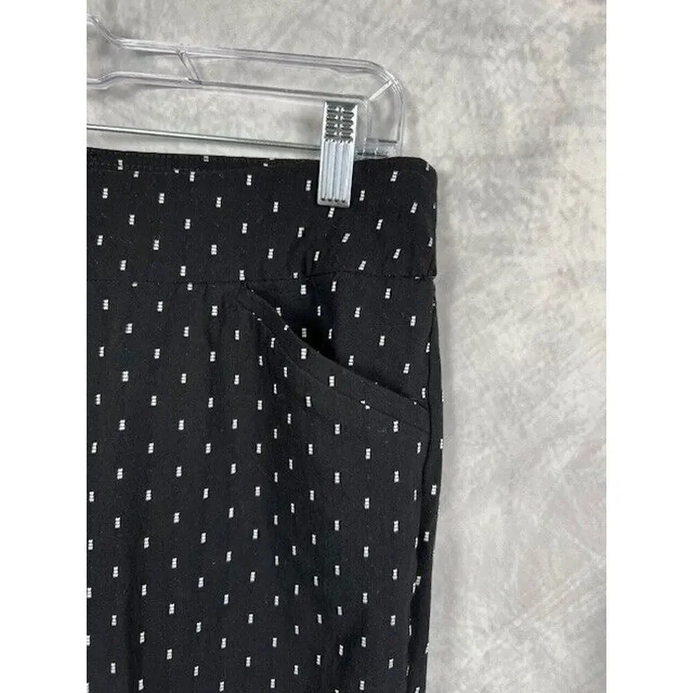 Talbots Pull On Viscose Straight Leg Black with White Embroidered Pants Sz 4 - Picture 3 of 7
